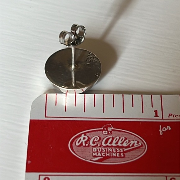 Sterling Silver Stud Earrings Blue Lapis Lazuli Mexico 925 - Picture 8 of 10